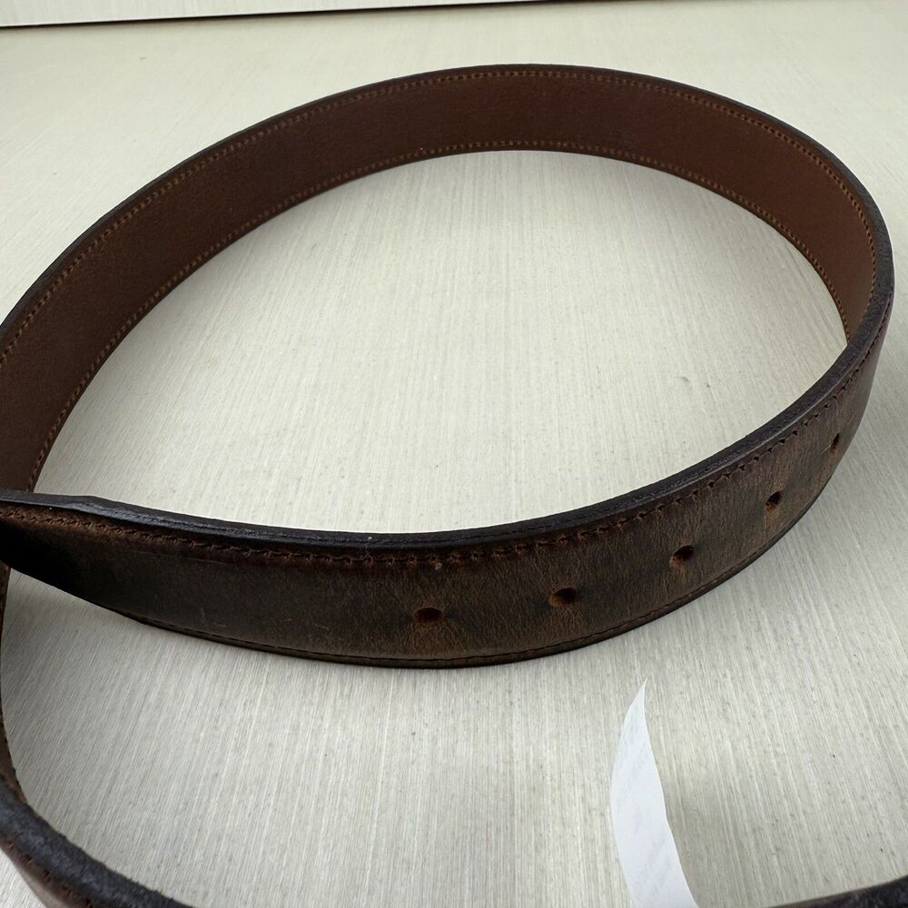 Buckle Brand Brown Leather Belt Mens 38 NEW - Picture 3 of 5